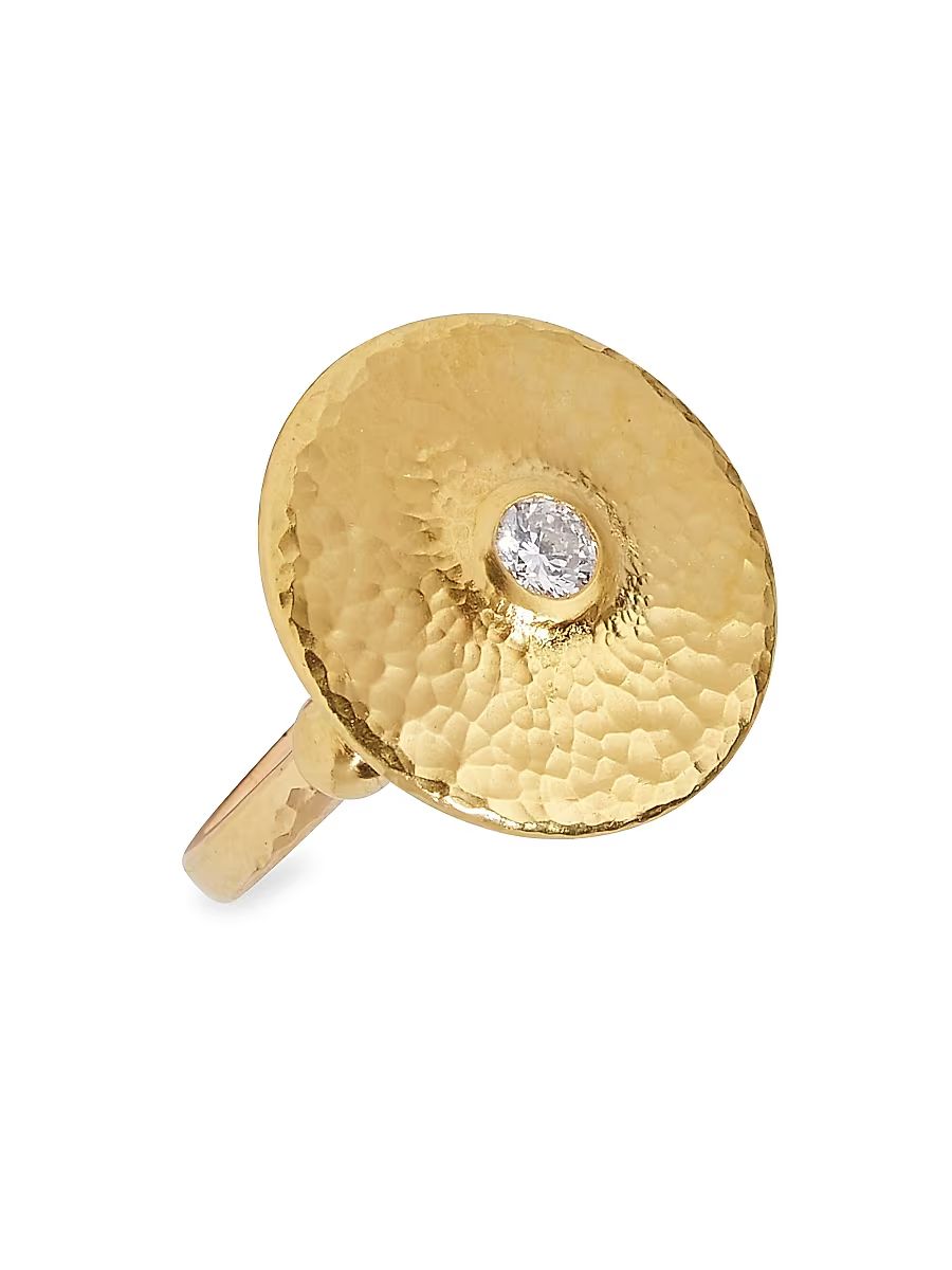 Women's Droplet 22K & 24K Yellow Gold & Diamond Large Ring - Gold - Size 6.5