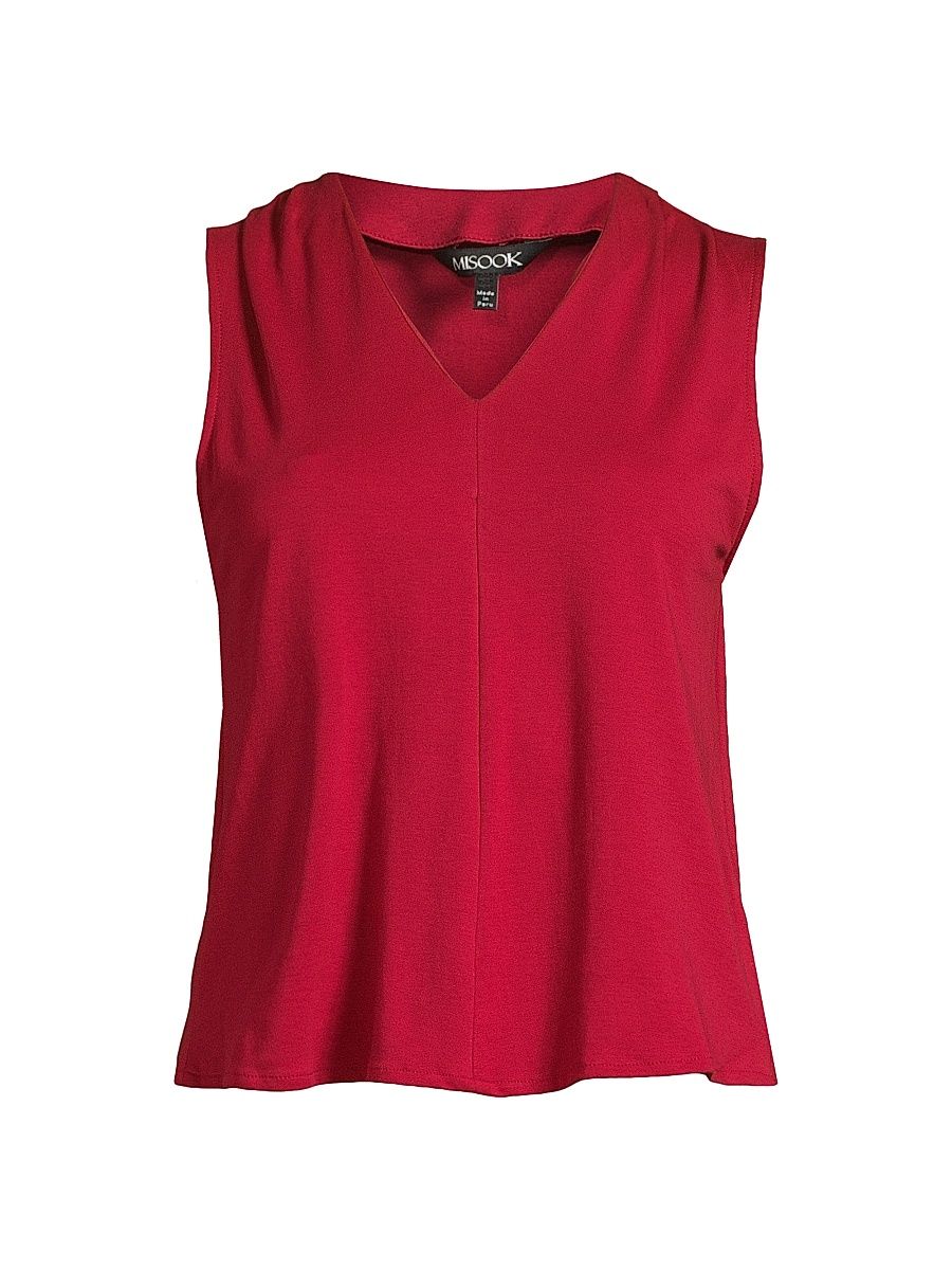 Women's V-Neck Cotton Ponte Tank - Scarlet Red - Size XXL