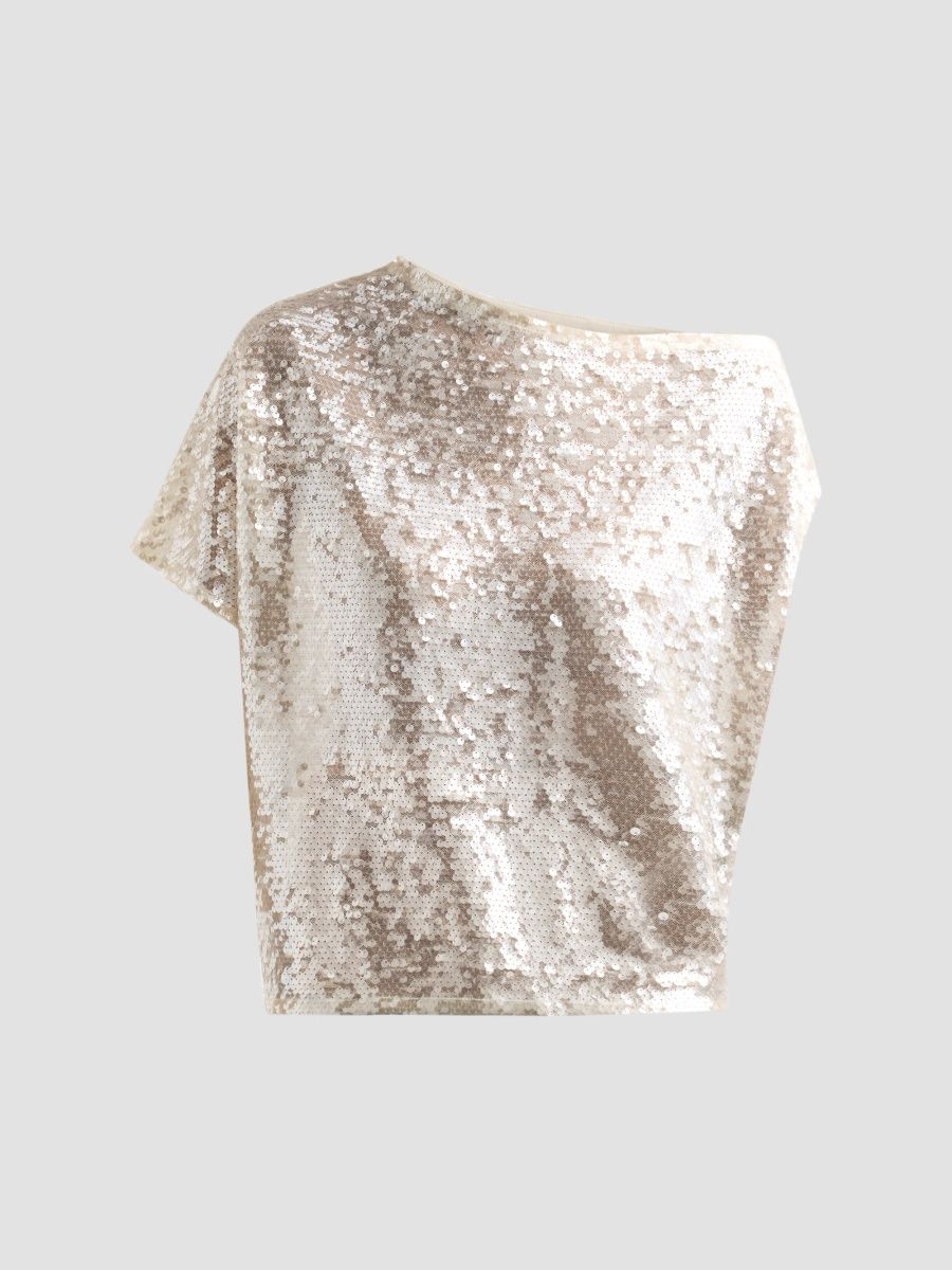 Milly Women's Calla Sequined Asymmetric Top - Pearl - Size Medium