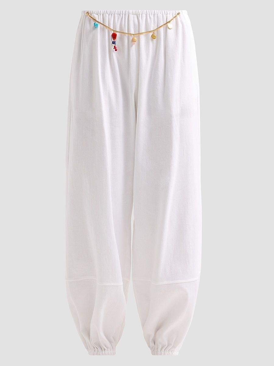 Women's Cotton Balloon Pants - White - Size 10