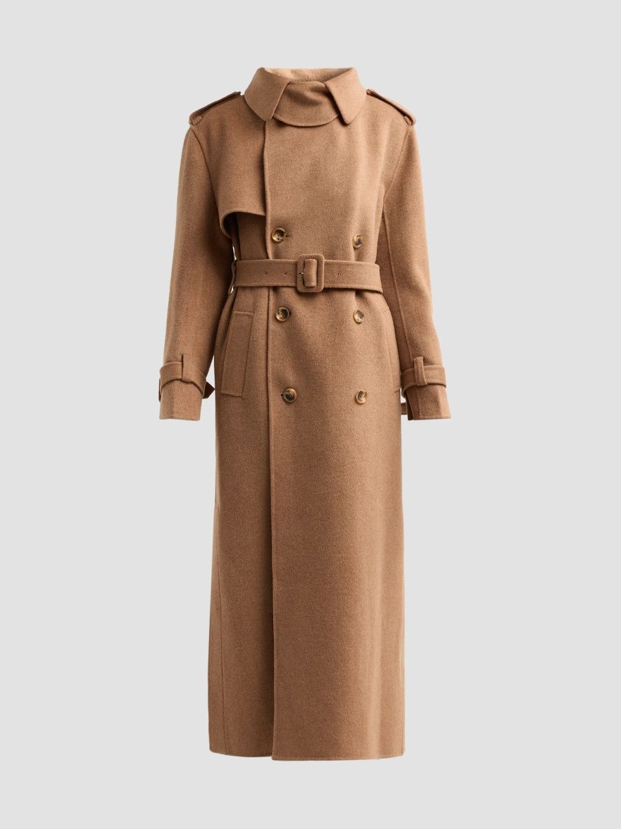 SIMKHAI Women's Rumi Wool-Blend Belted Long Coat - Camel - Size XL