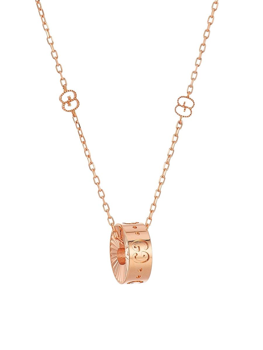 Women's Icon 18K Pink Gold GG Pendant Necklace - Pink Gold