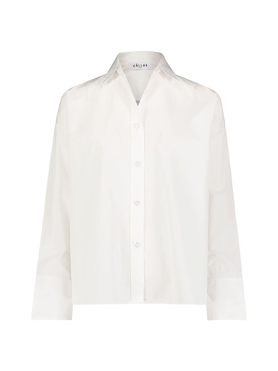 Women's Sirene - Poplin Shirt Venice Print Scarf Back - Travertine White - Size 18