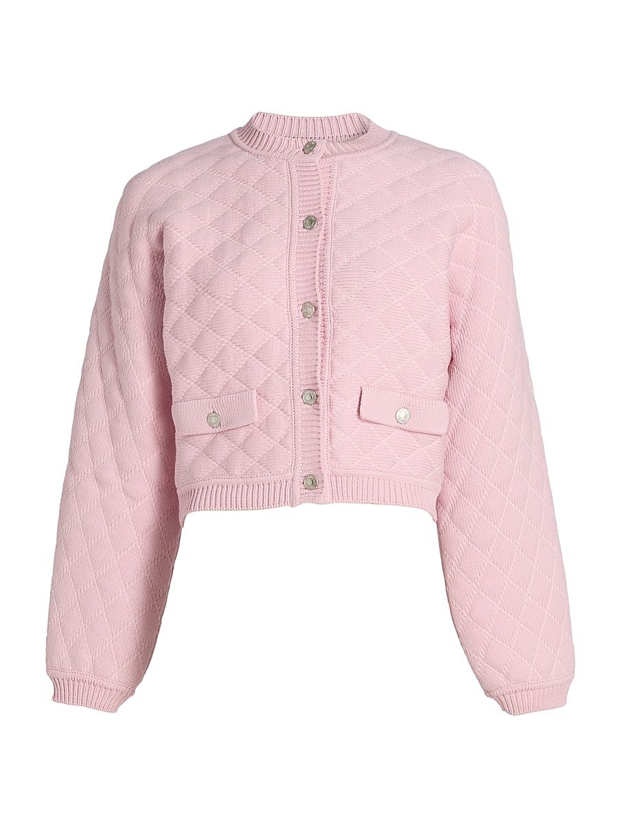 Women's Quilted Cotton-Blend Jacket - Pink - Size 14