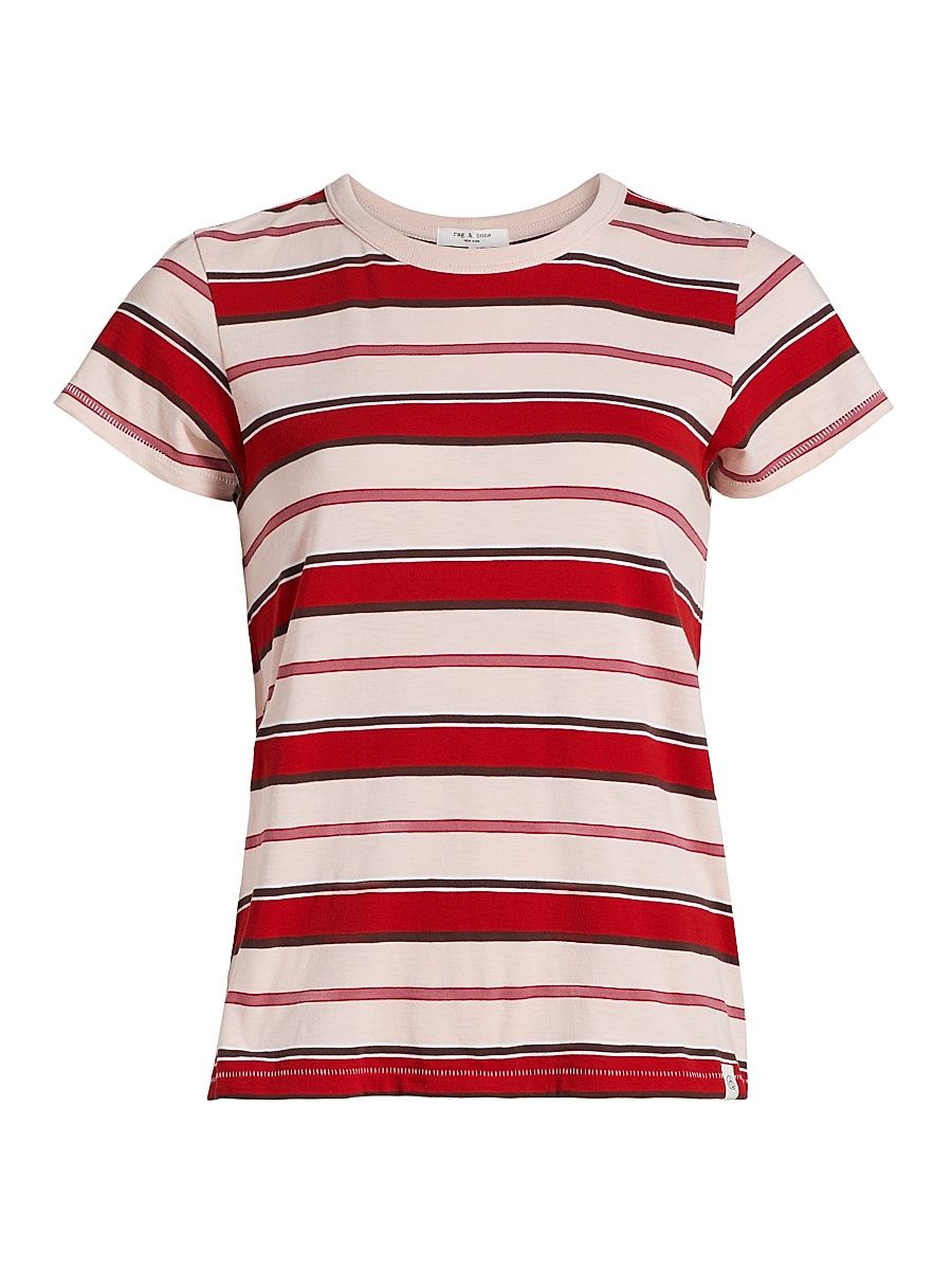 Women's The Slub Stripe T-Shirt - Pink Multi - Size Small