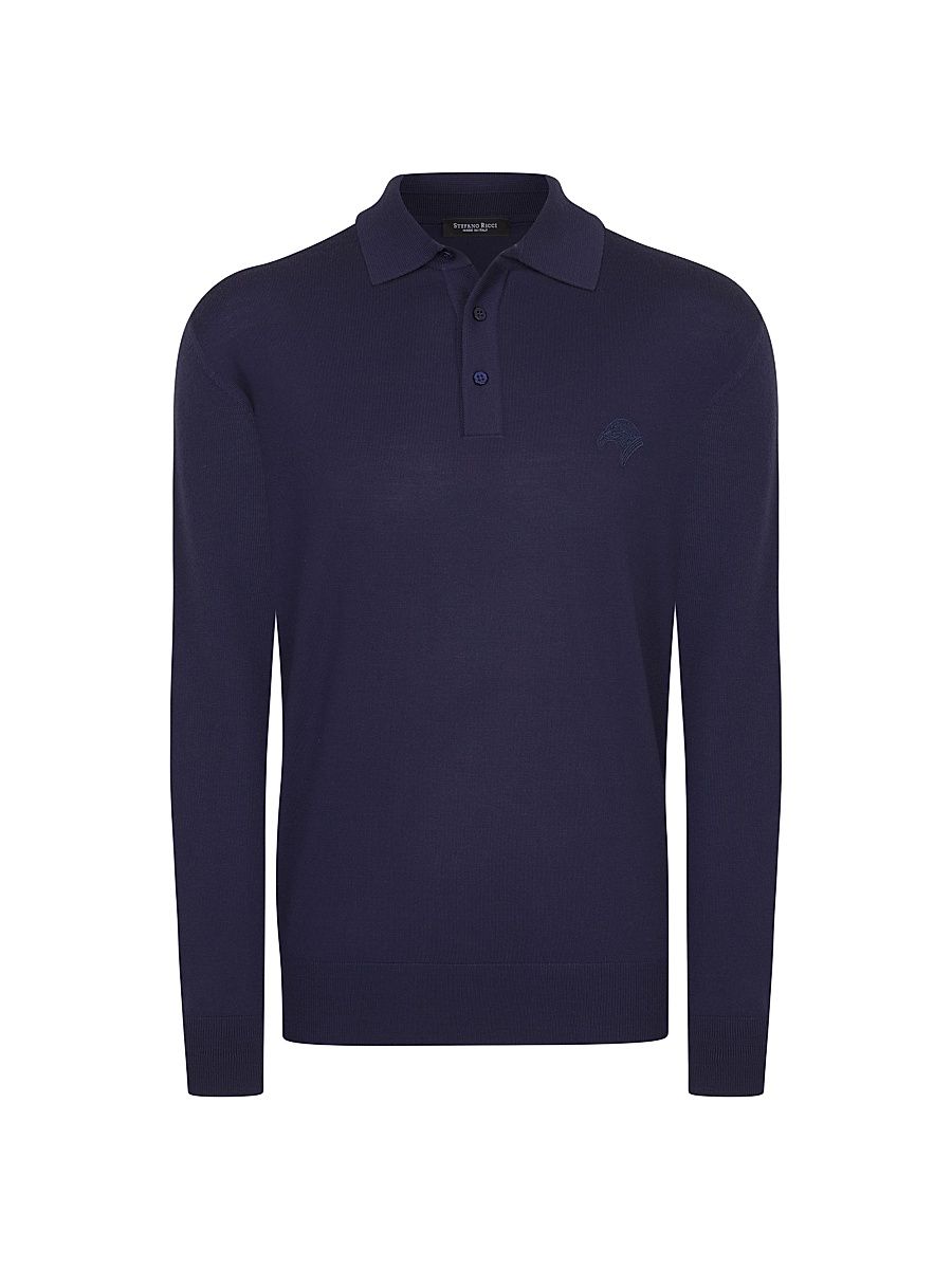 Men's Polo Sweater - Navy - Size 50