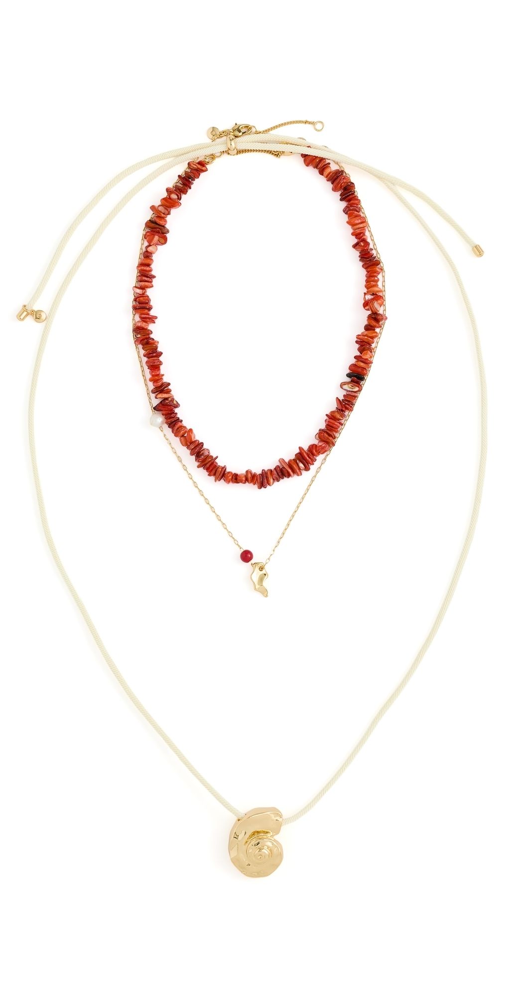 Madewell Puka Shell Mixed Necklace Layer Pack Enamel Red One Size