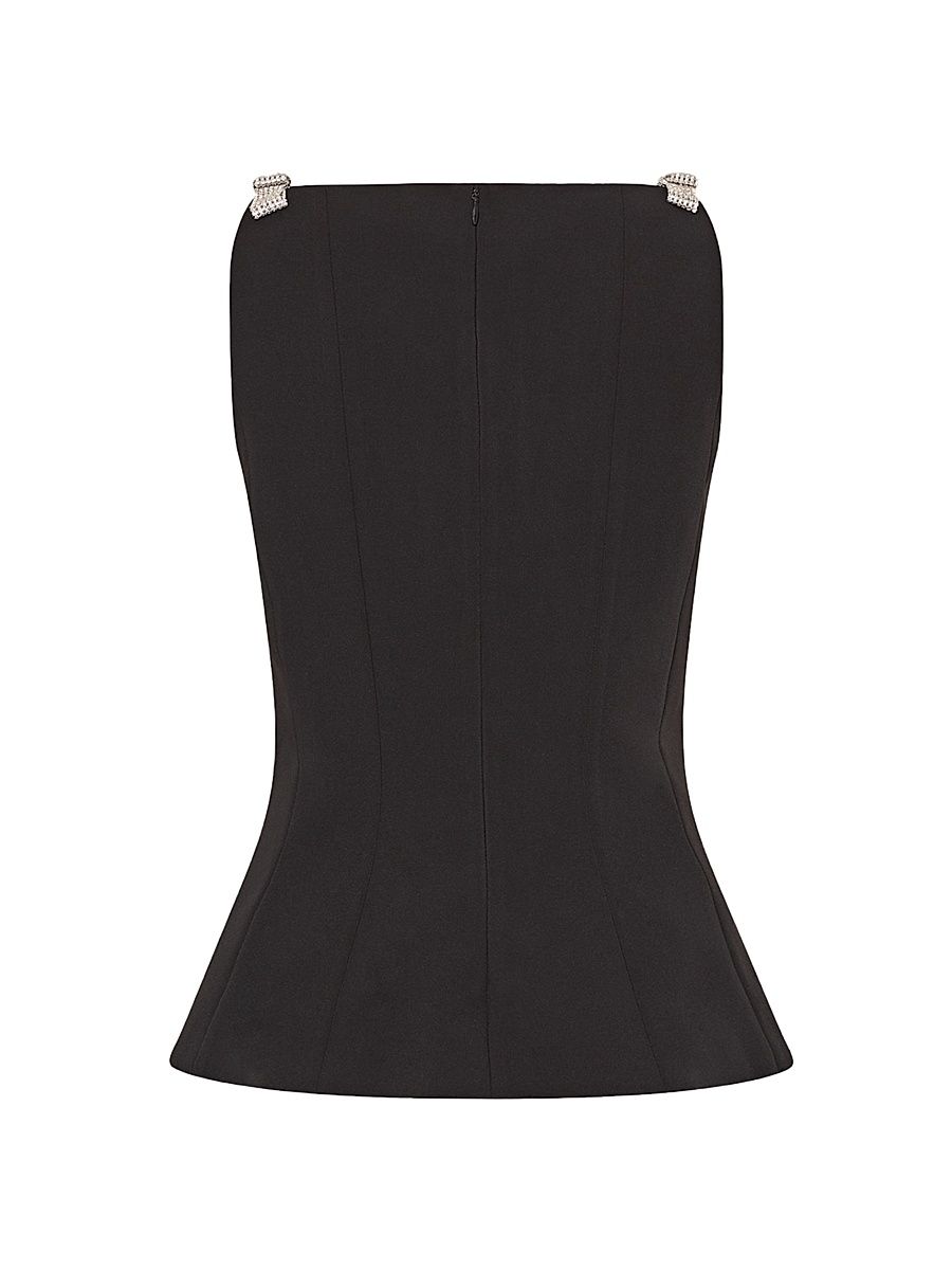 Women's Ruby Crystal-Bow Sleeveless Cady Top - Black - Size Medium