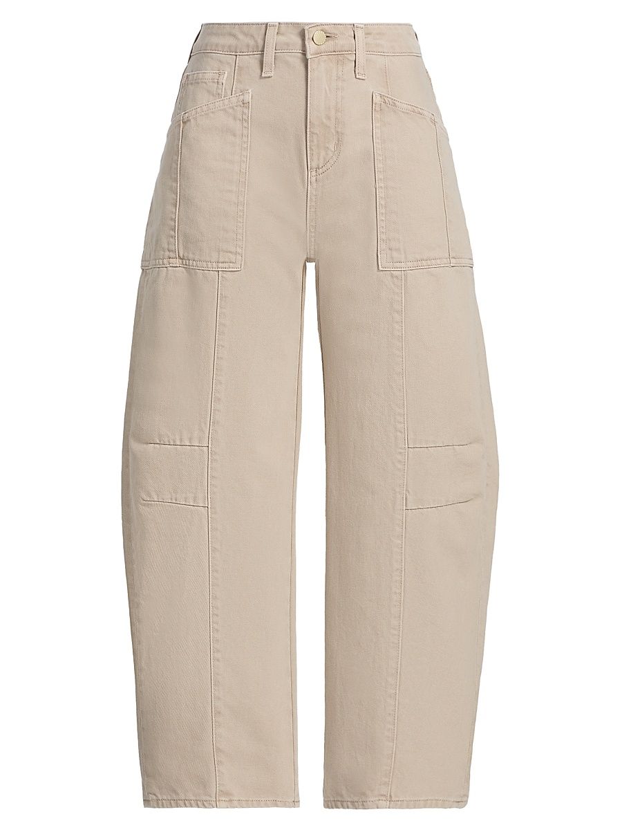 Women's Cody Denim High-Rise Barrel Crop Jeans - Biscuit - Size 32