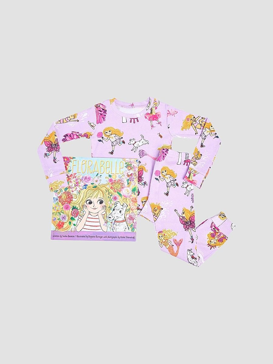Books To Bed Girl's Little Girl's & Girl's Florabelle 3-Piece Pajama & Book Set - Purple - Size 6