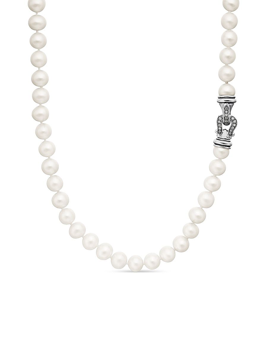 Women's Pearl Strand Necklace in Sterling Silver - Pearl - Size 36