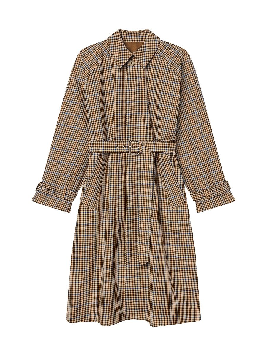 Women's The Plaid Mac Coat - Mocha Check - Size Medium