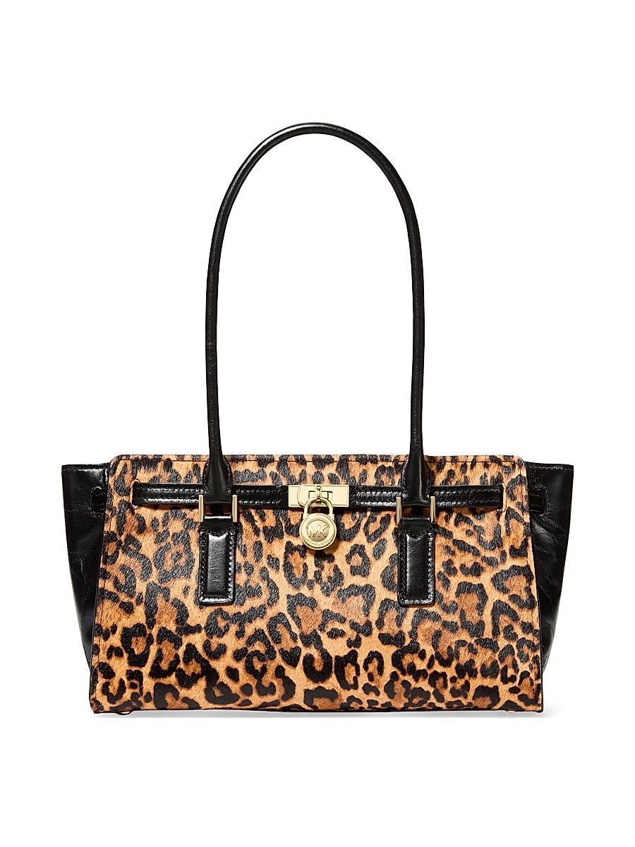Women's Hamilton Moderne Leopard-Print Calf-Hair Tote Bag - Marigold