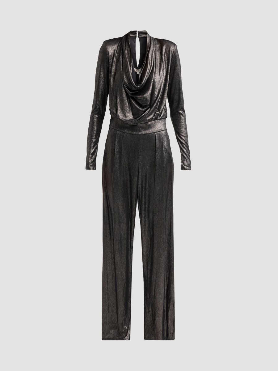 Ramy Brook Women's Eden Lamé Draped Jumpsuit - Gunmetal - Size XXS