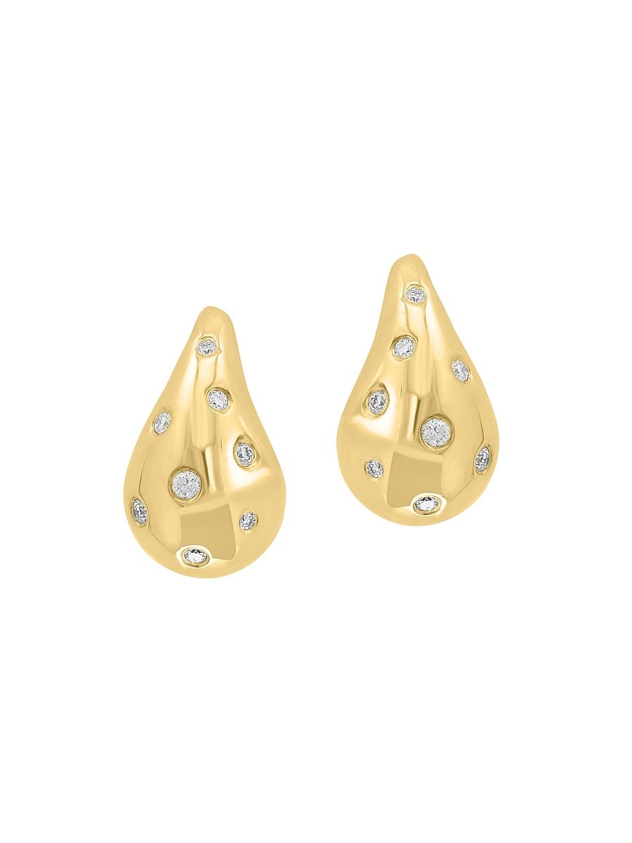 Women's 14K Yellow Gold & 0.27 TCW Diamond Teardrop Earrings - Yellow Gold