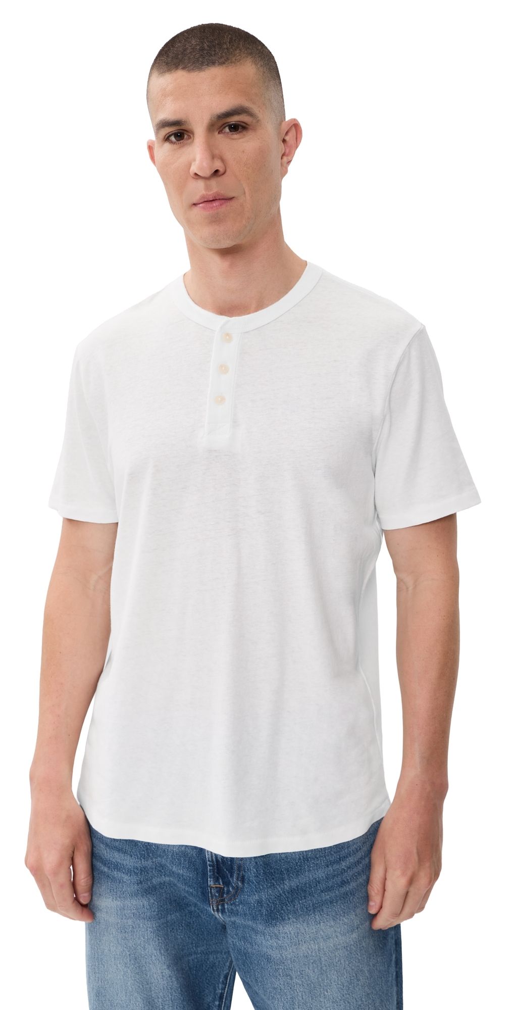 Marine Layer Hemp Cotton Henley Tee White XXL