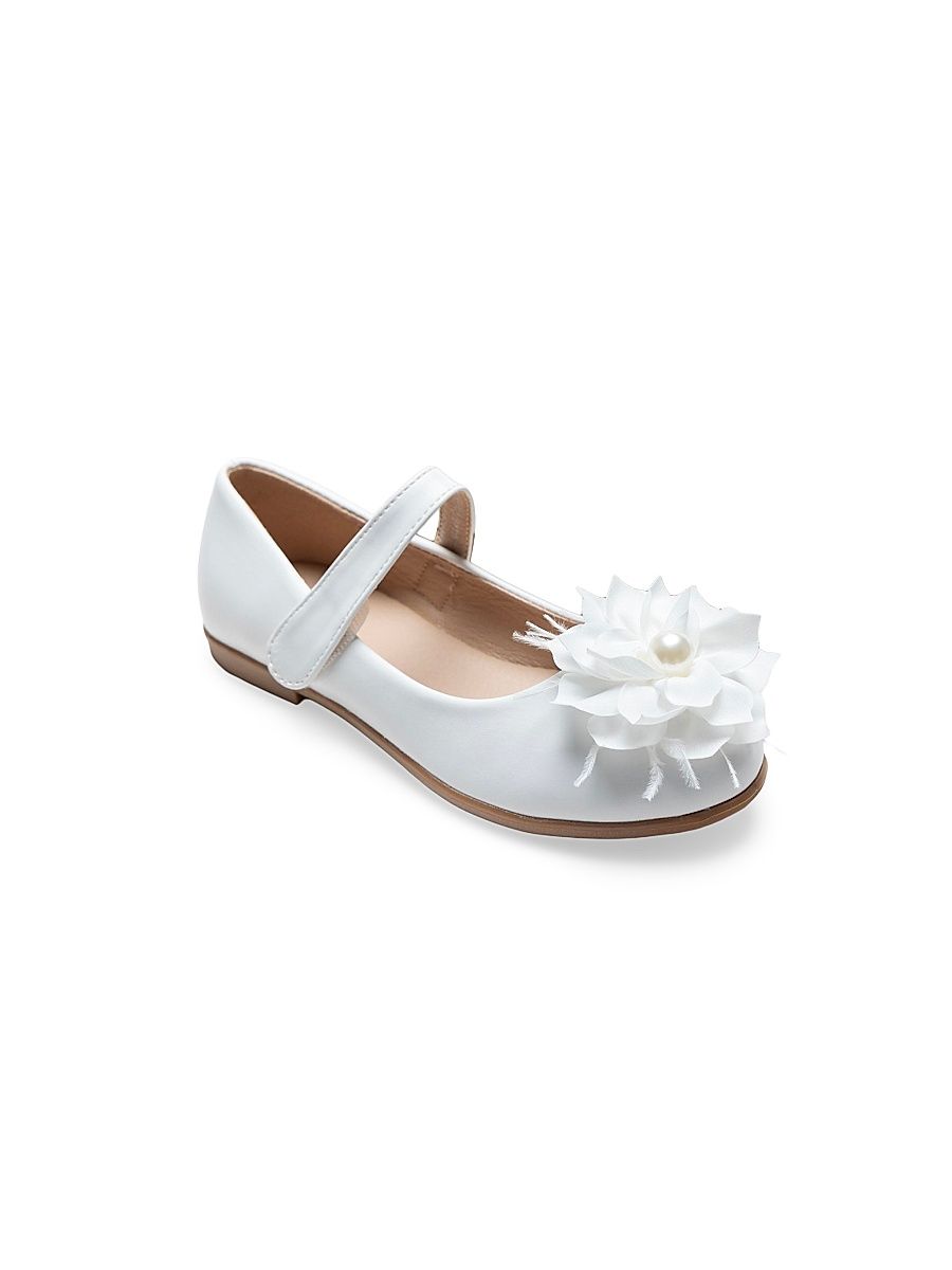 Little Girl's & Girl's Dahlia Flower Flats - White - Size 4 (Child)