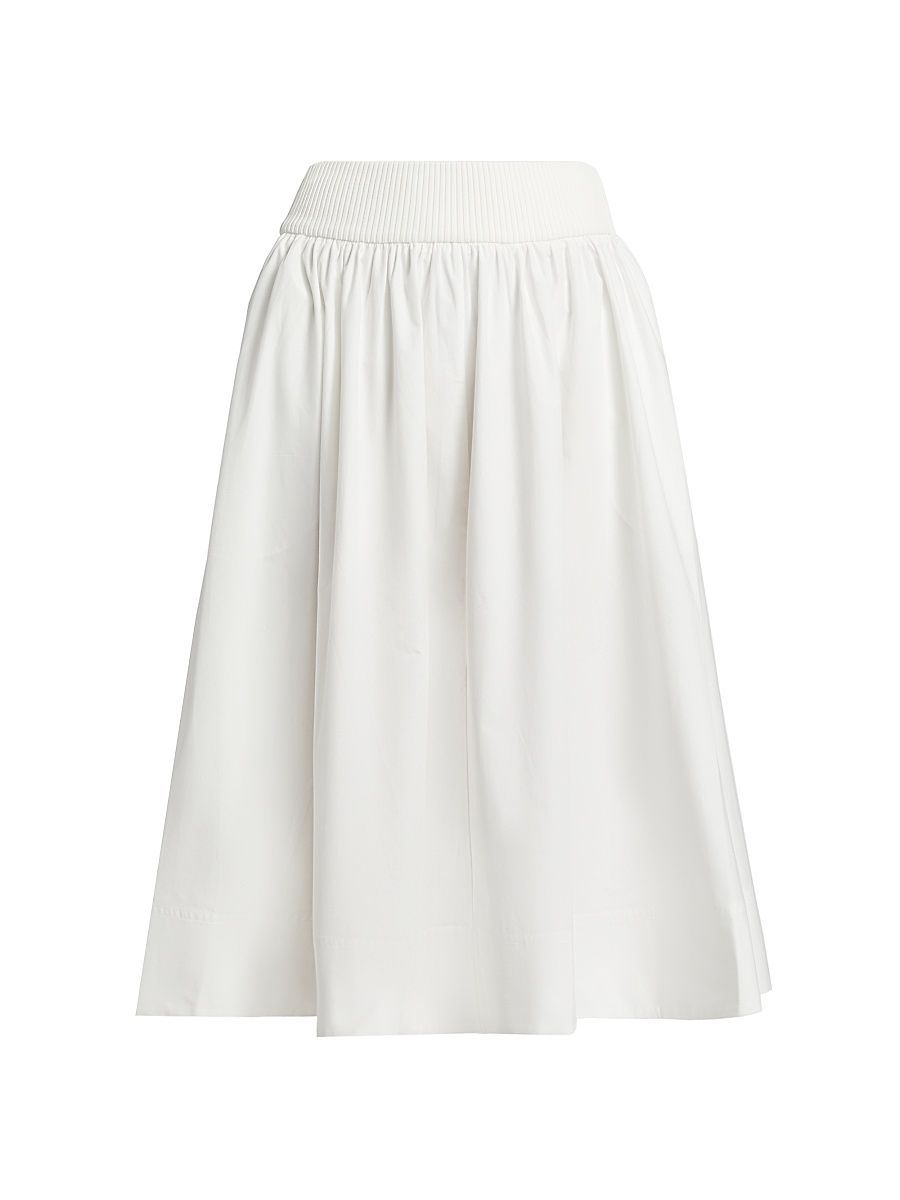 Women's Poplin A-Line Midi-Skirt - Ivory - Size 6