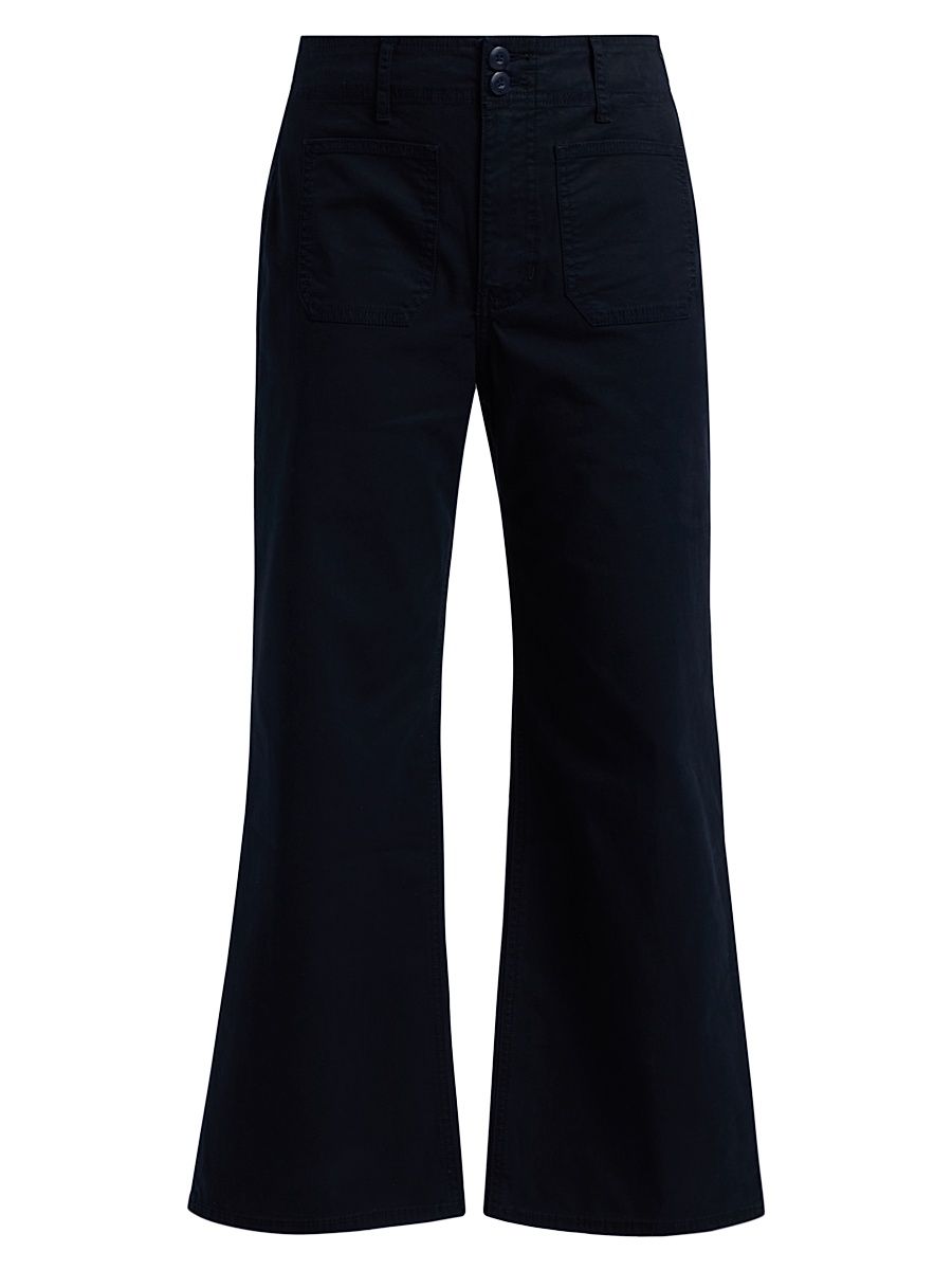 Women's Grant Cropped High-Rise Wide Leg Pants - Navy - Size 32