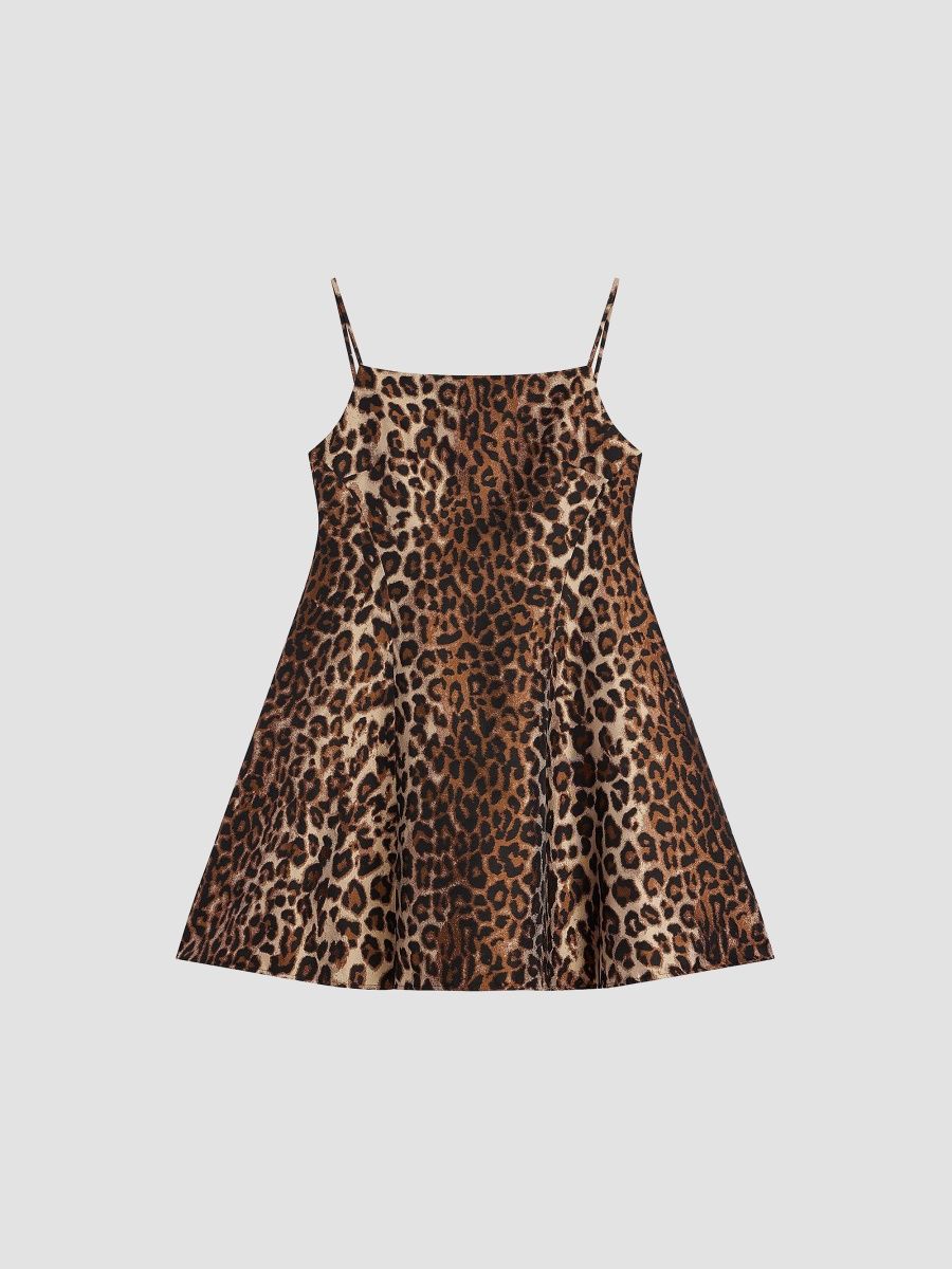 Givenchy Women's Sliced Mini Dress in Leopard Jacquard - Brown - Size 10