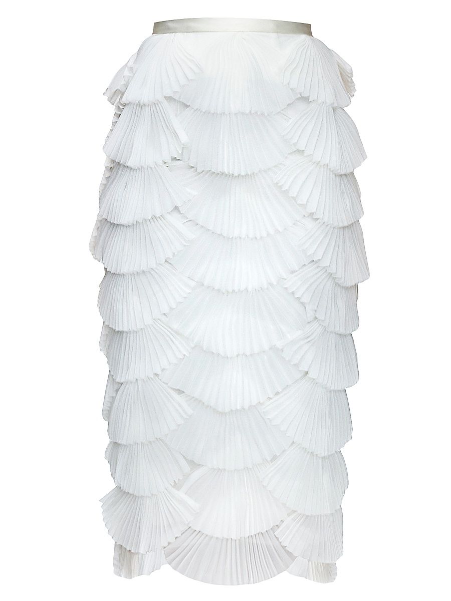 Women's Ari Scalloped Midi-Skirt - Ivory - Size 8