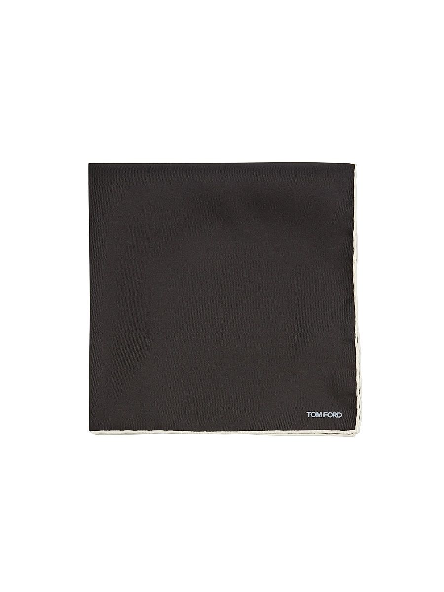 Men's Logo Silk Pocket Square - Black