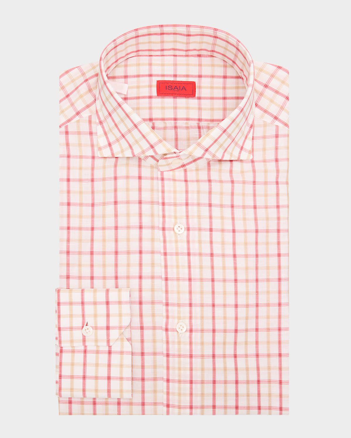 Men & apos;s Bicolor Plaid Cotton and Linen Dress Shirt