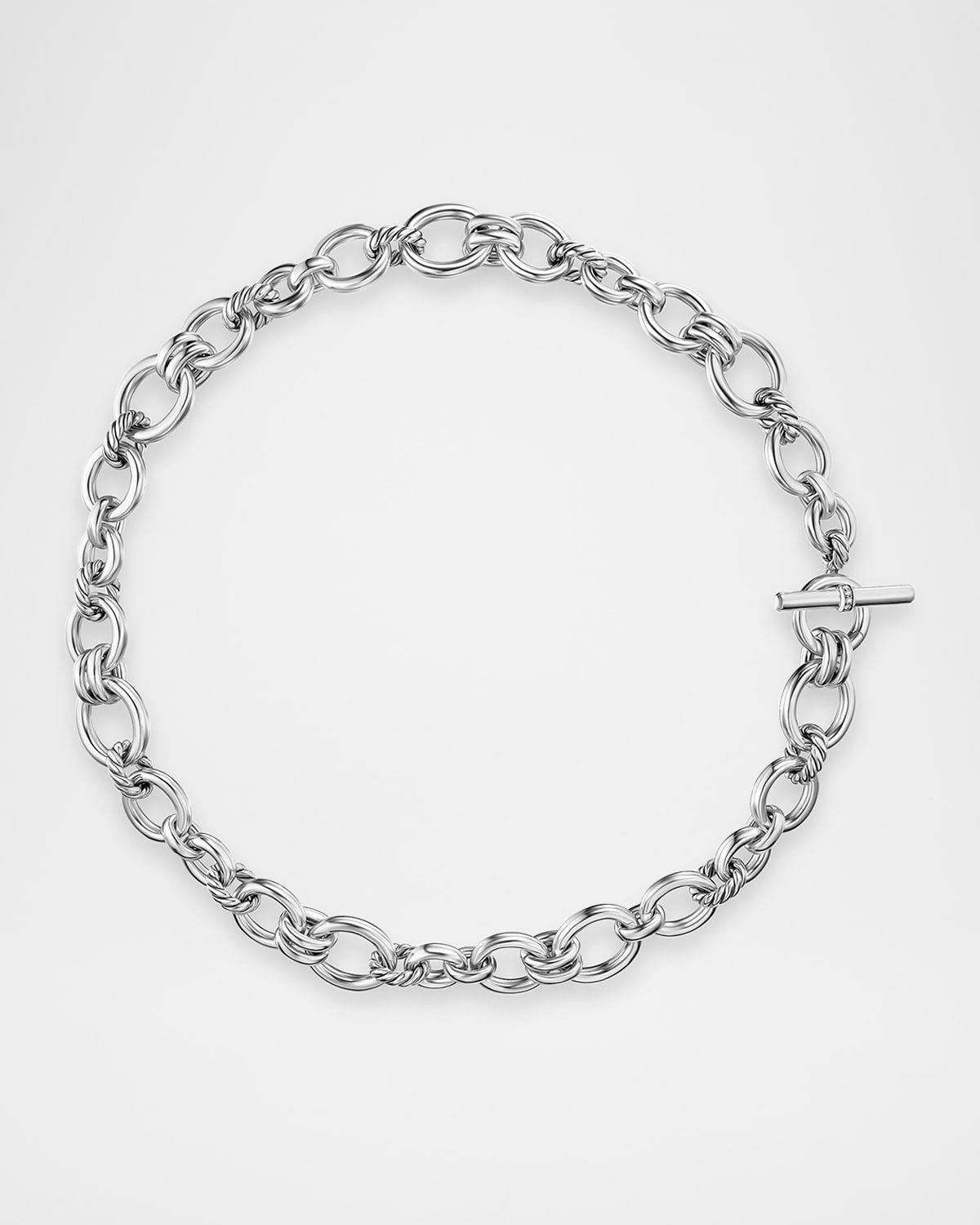 DY Mercer Chain Necklace with Diamonds in Silver, 20mm
