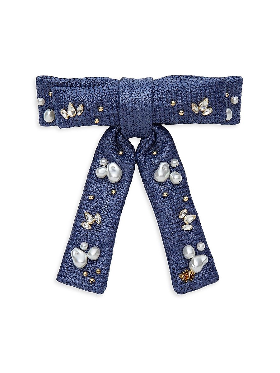 Women's Antoinette Oasis Embellished Bow Barrette - Azure