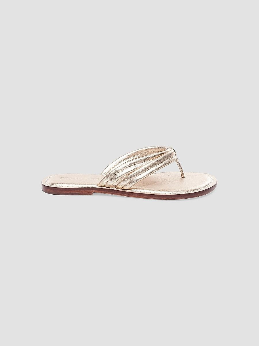 Bernardo Women's Miami Leather Thong Sandals - Distressed Platinum - Size 6.5
