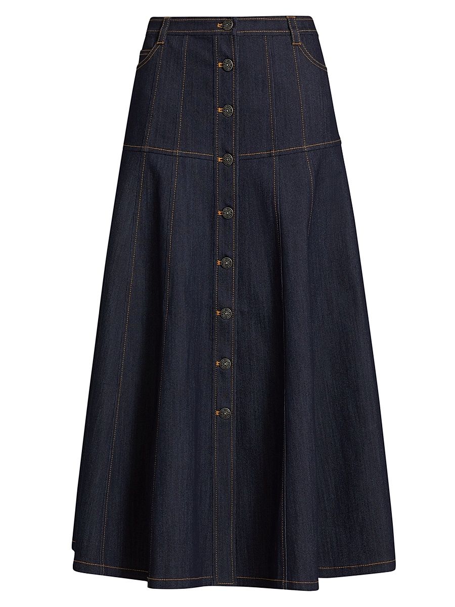 Women's Veena Denim Midi-Skirt - Indigo - Size 12