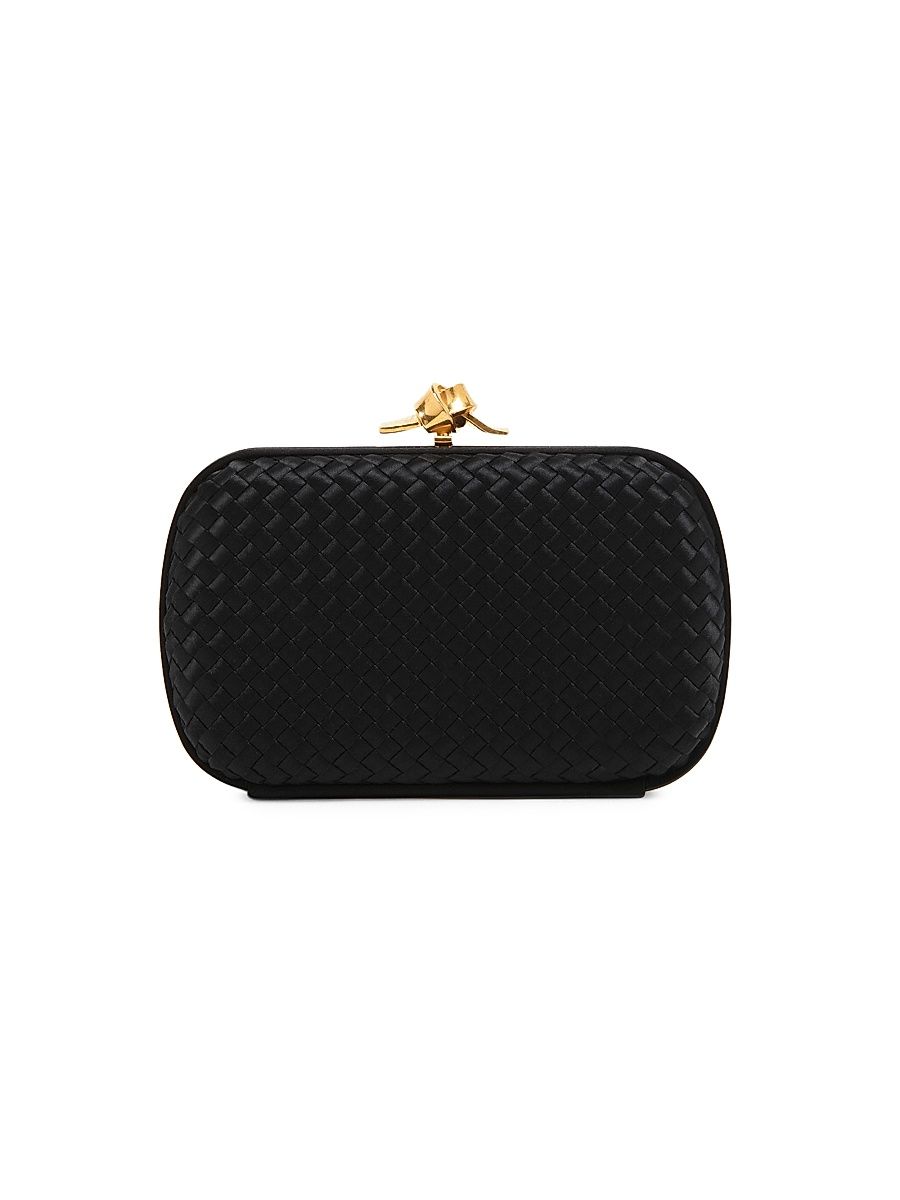 Women's Knot Intrecciato Silk Clutch - Black Brass Vibrato