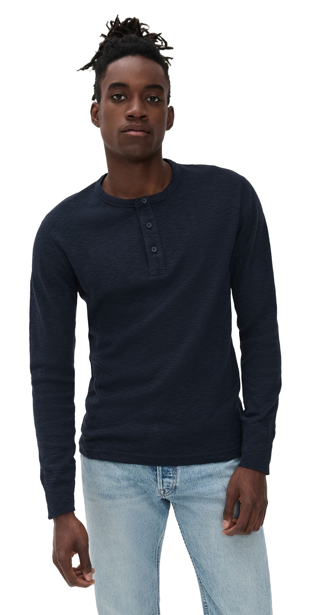 Reigning Champ 1x1 Slub Slim Henley Navy XXL