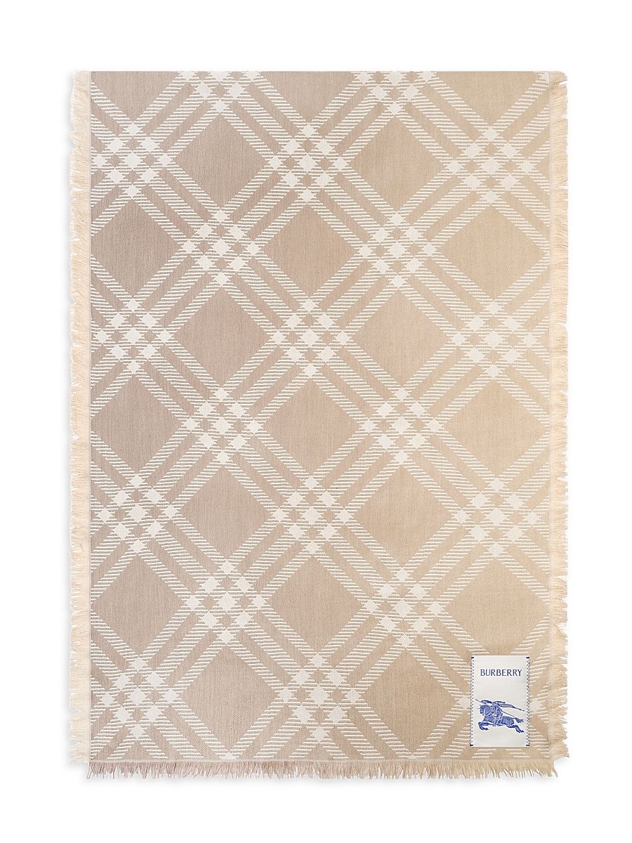 Women's Check Wool-Silk Scarf - Sand