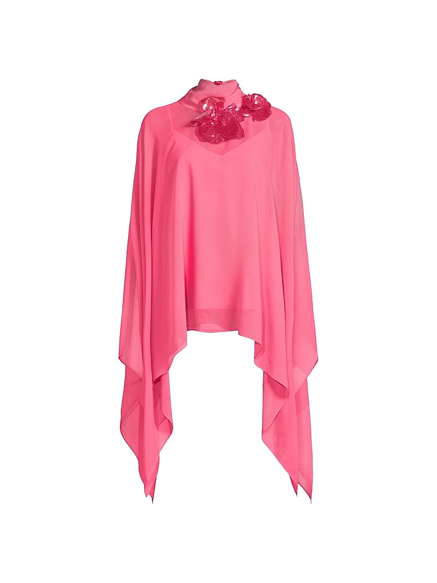 Women's Ava Chiffon Cape Blouse - Bubble Gum - Size Medium