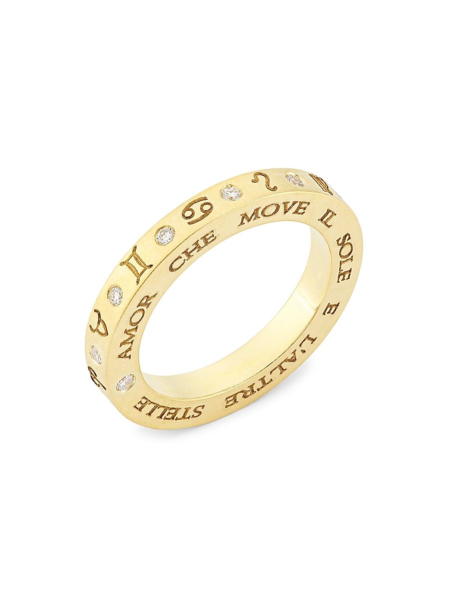 Women's Zodiac 18K Yellow Gold & Diamond Ring - Yellow Gold - Size 6.5