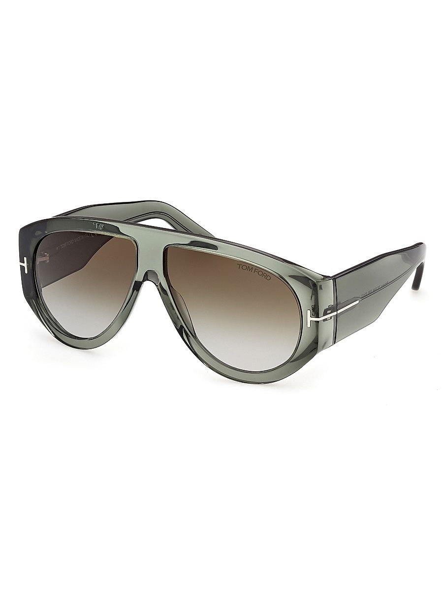 Men's Bronson 60MM Pilot Sunglasses - Light Green Gradient Smoke