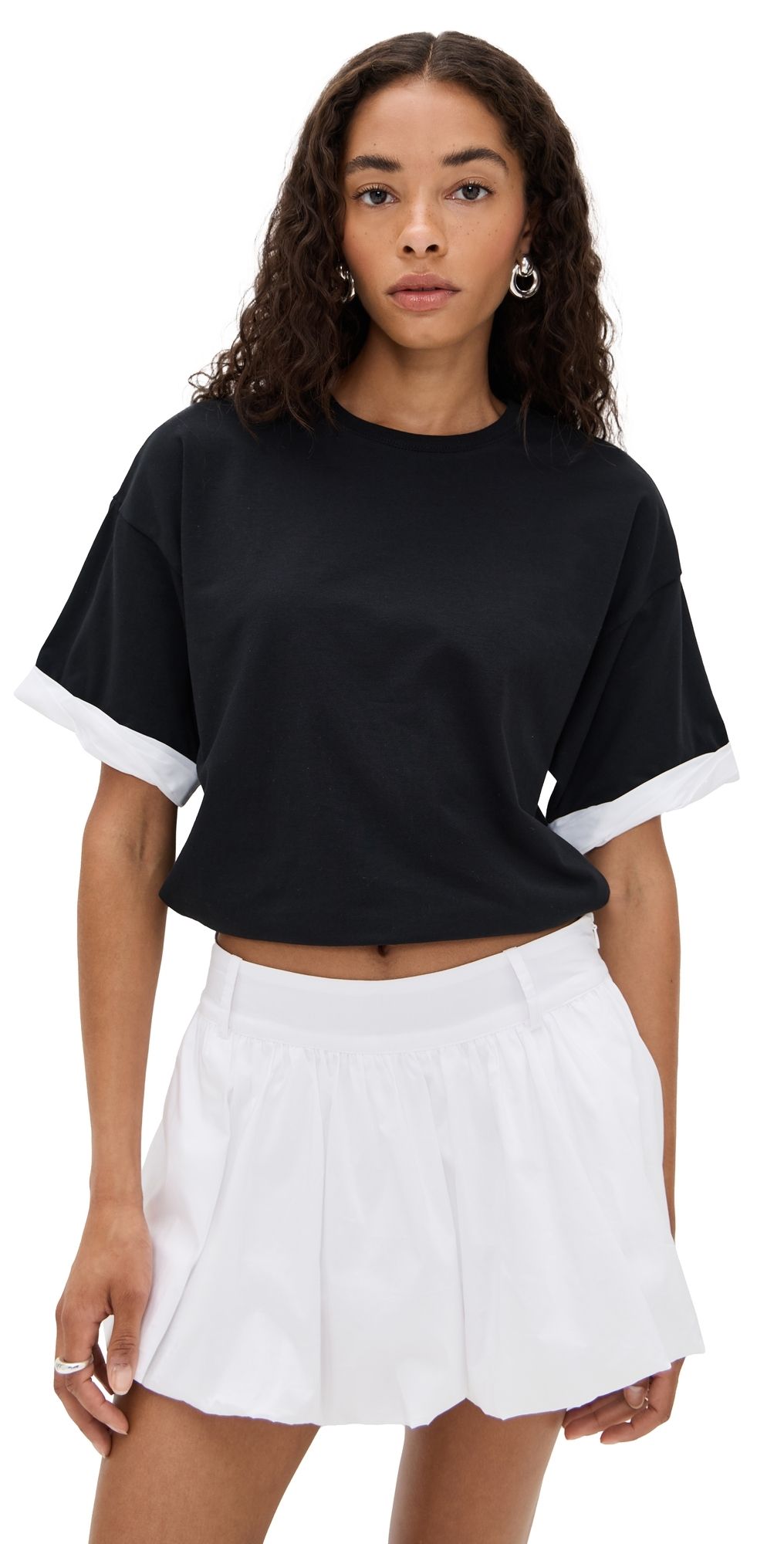 SIMKHAI Sutton Poplin Combo Top Black multi XL