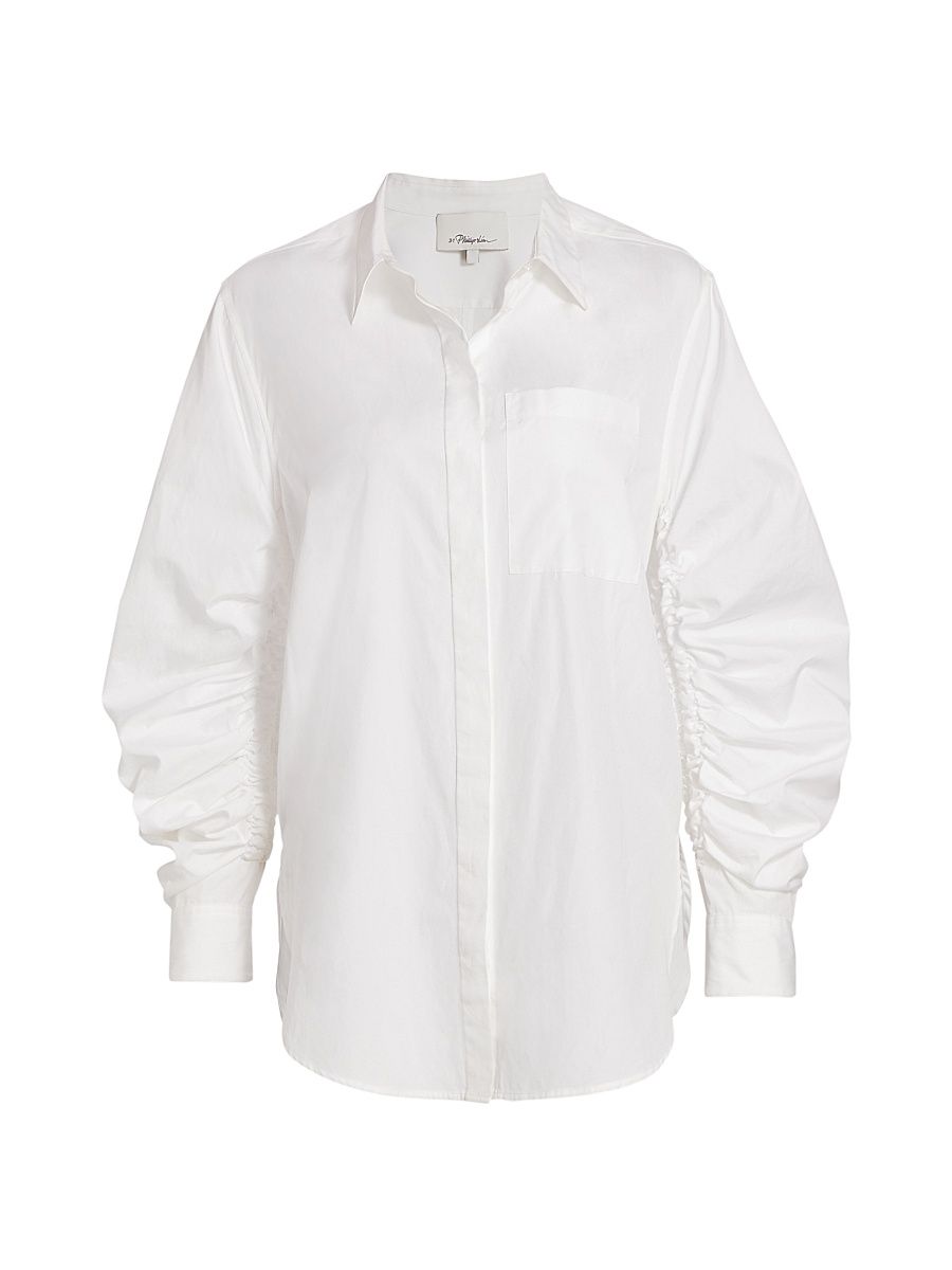Women's Gathered Sleeve Blouse - Optic White - Size 12