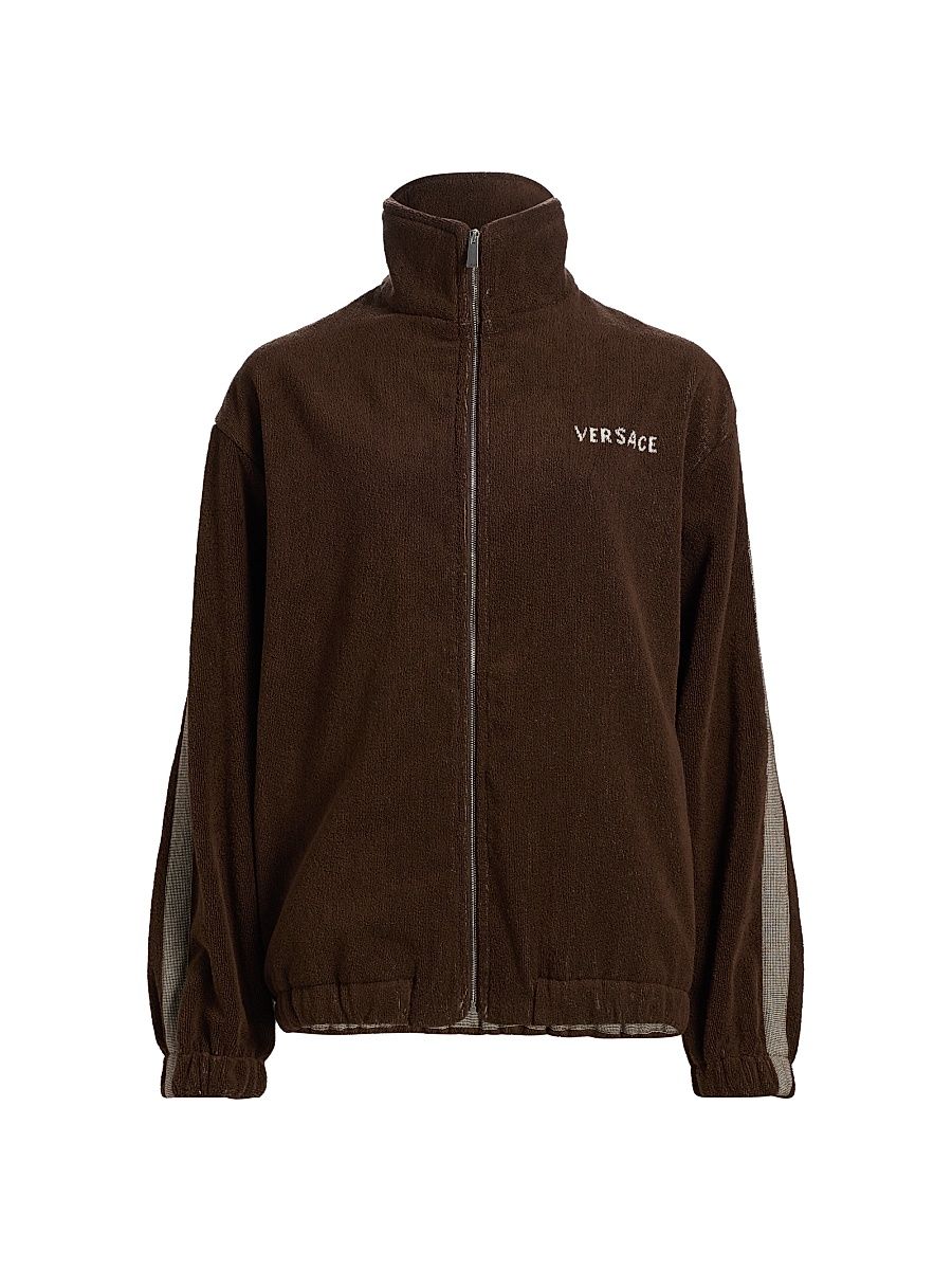 Women's Medusa Jacquard Terry Full-Zip Sweatshirt - Brown - Size Large