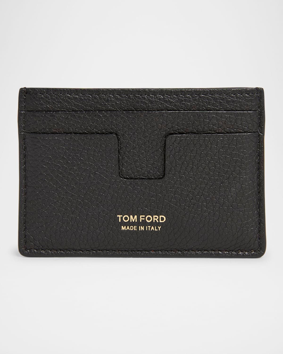 Men & apos;s T-Line Grained Leather Card Holder