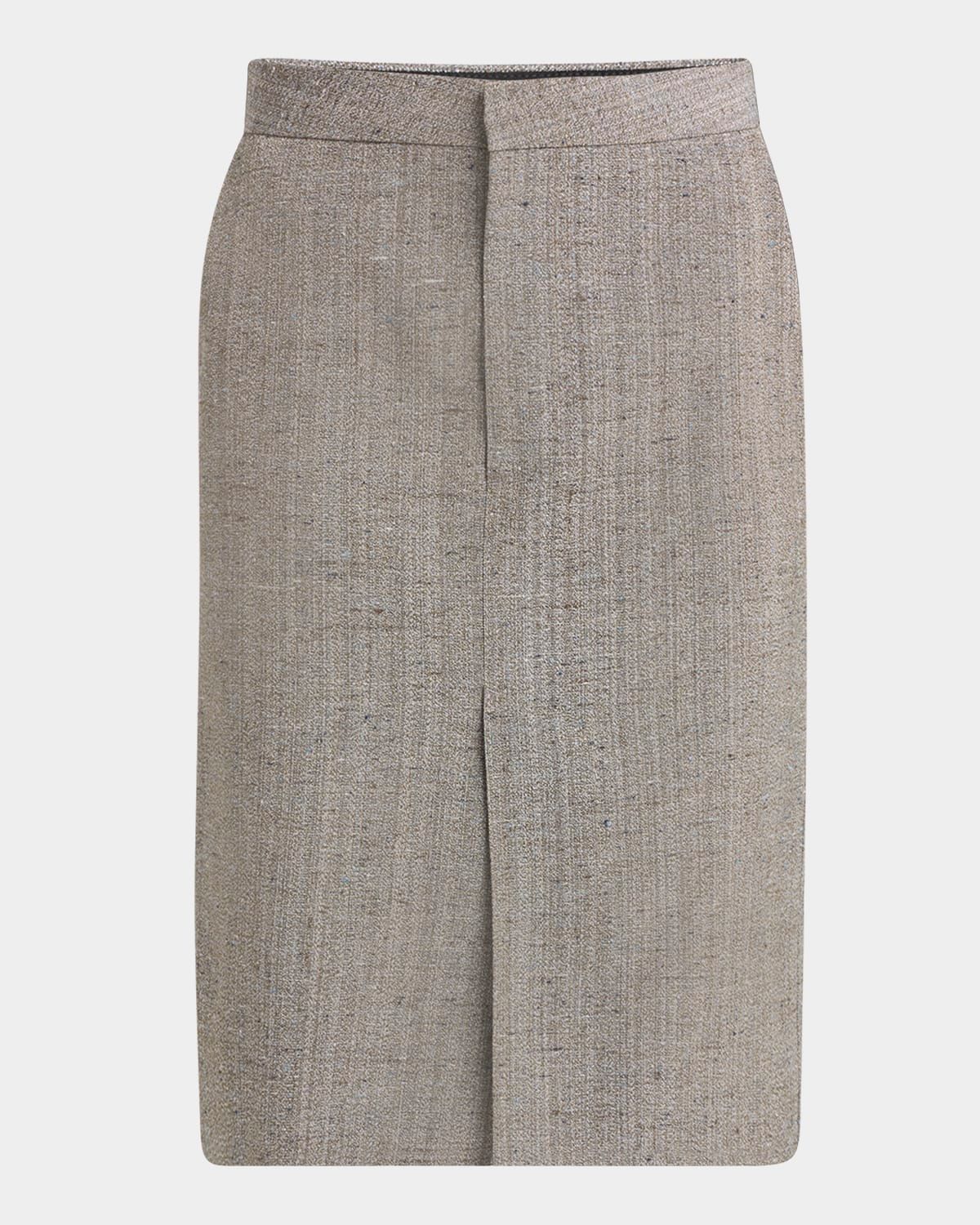 Knotted Melange Straight Skirt