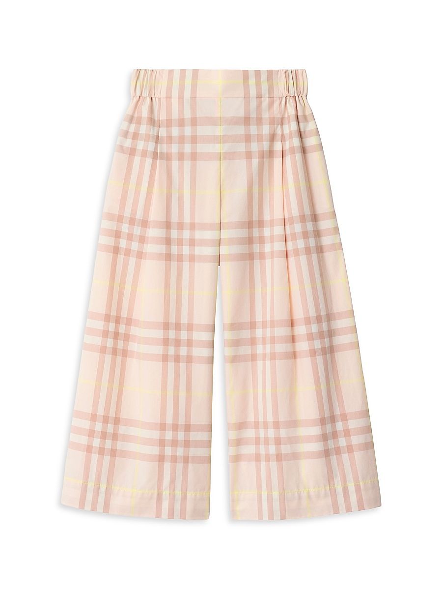 Little Girl's & Girl's Maya Check Cotton Wide-Leg Pants - Shell - Size 6