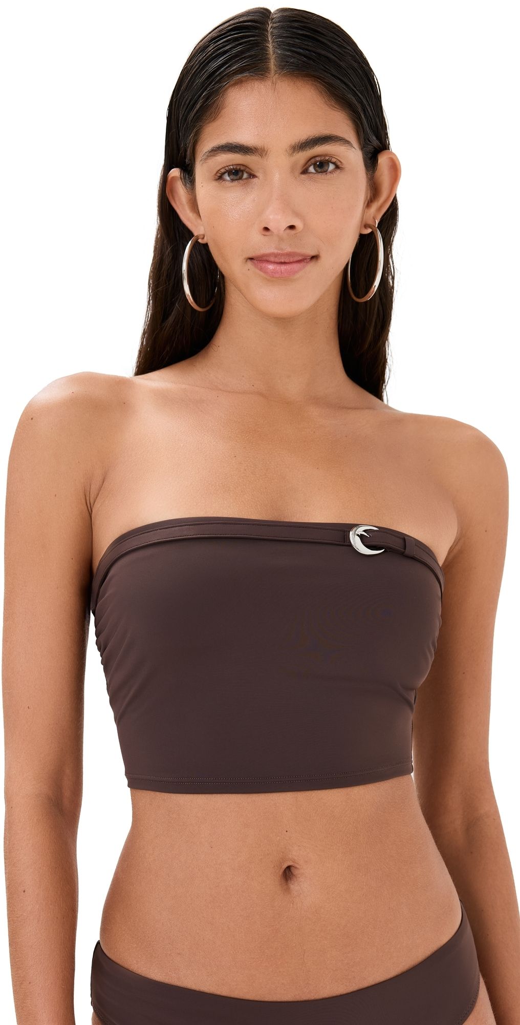 STAUD Juno Bikini Top Dark Chocolate L
