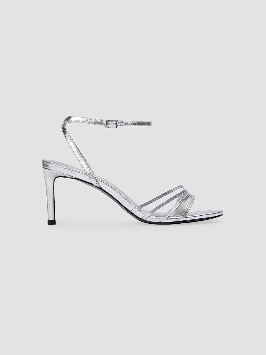 Women's Ella 70MM Metallic Sandals - Silver Metallic Leather - Size 10