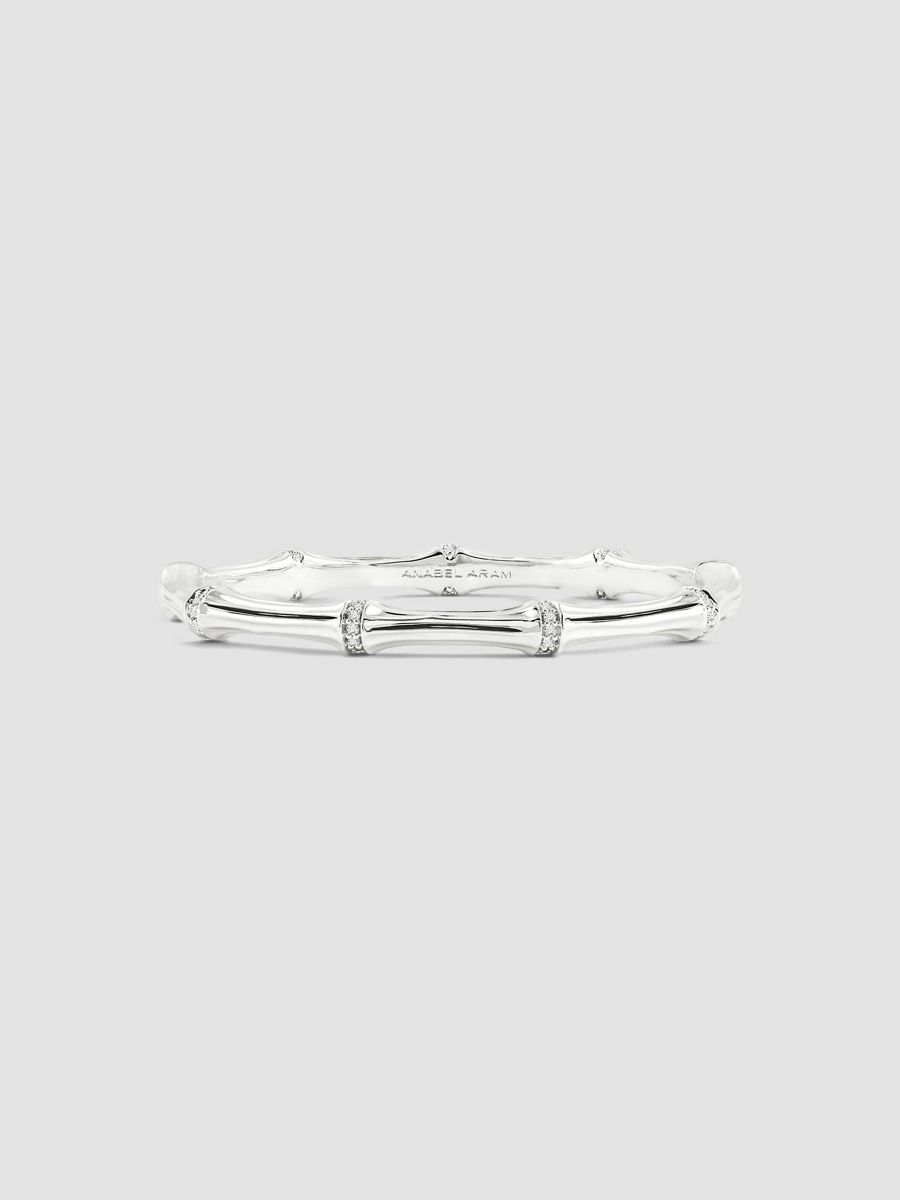 Anabel Aram Women's Bamboo Sterling Silver-Plated & Cubic Zirconia Bangle - Silver