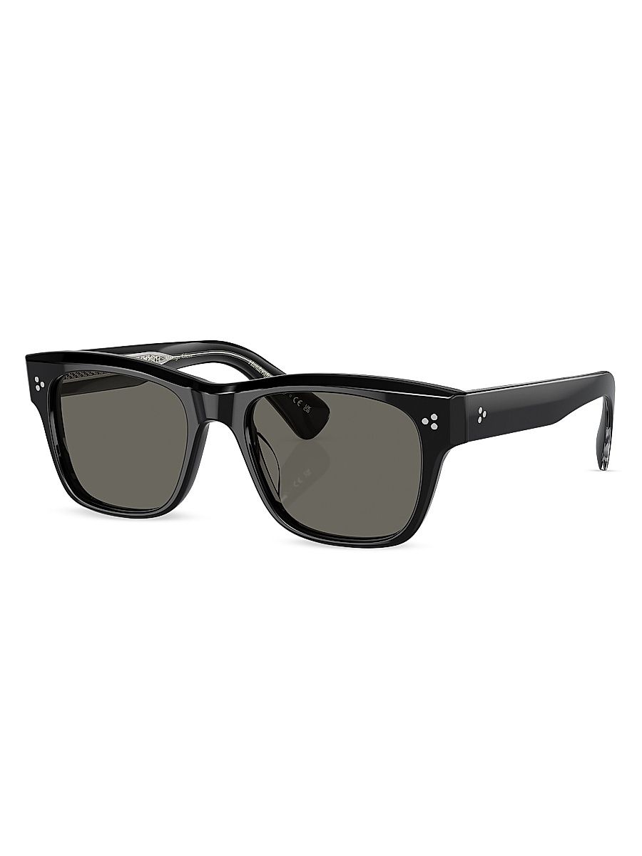 Men's Birell 52MM Acetate Rectangular Sunglasses - Black