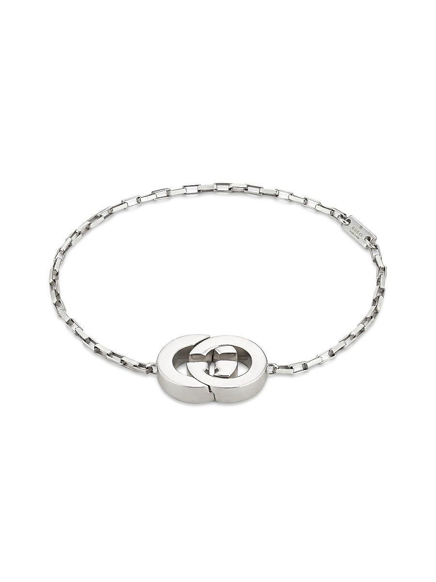 Women's Gucci Interlocking Sterling Silver Bracelet - Silver - Size 7