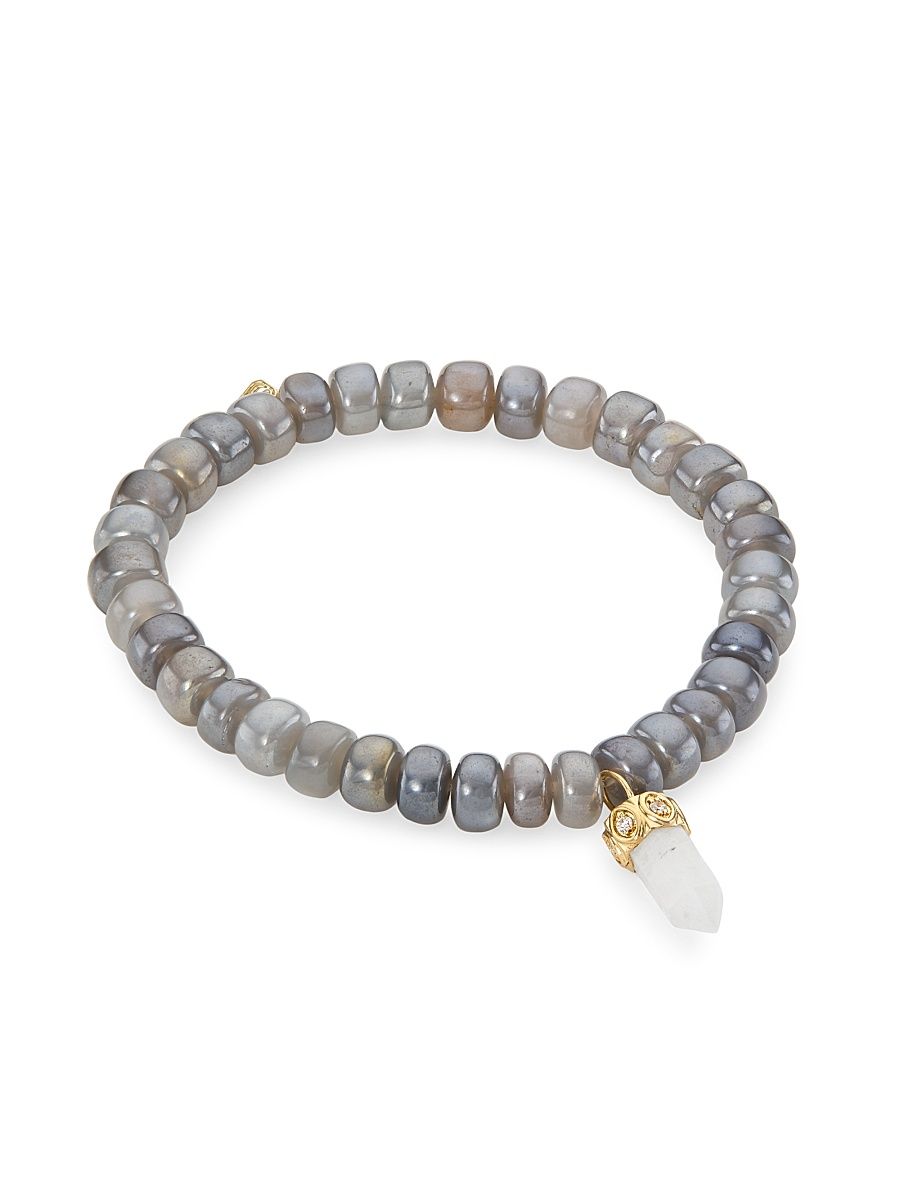 Women's 14K Yellow Gold & Moonstone Beaded Stretch Bracelet