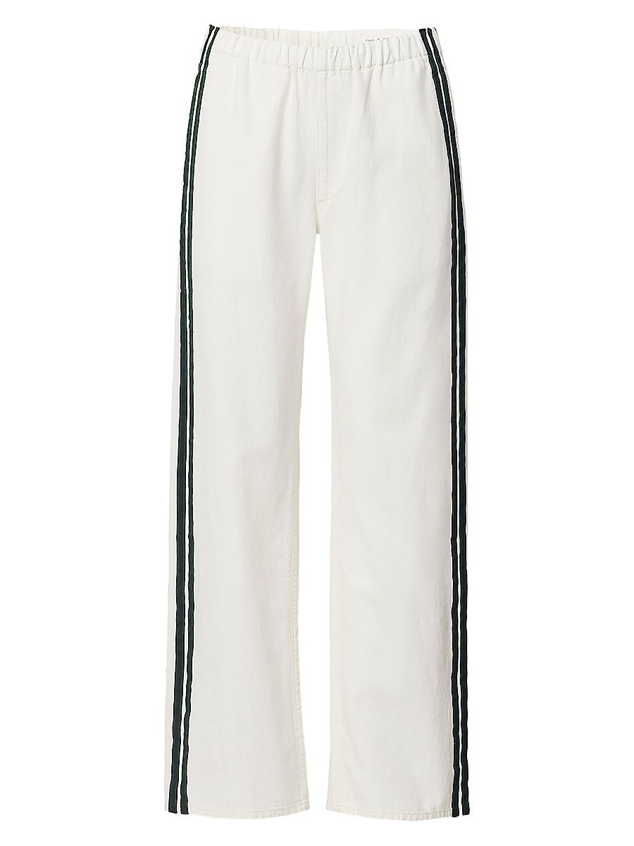 Women's Logan Stripes Denim Track Pants - White Sport - Size XL